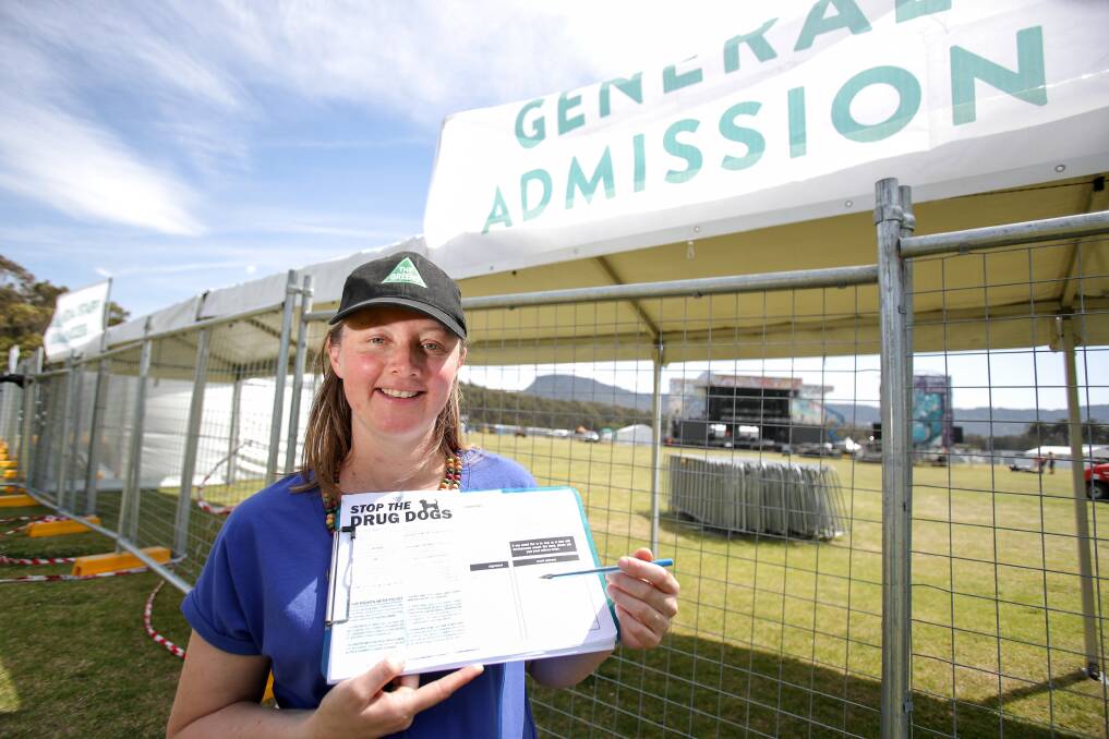 SNIFF OFF: Wollongong Greens councillor Cath Blakey with the petition that will be circulating at this weekend's festival in Wollongong. Picture: Adam McLean