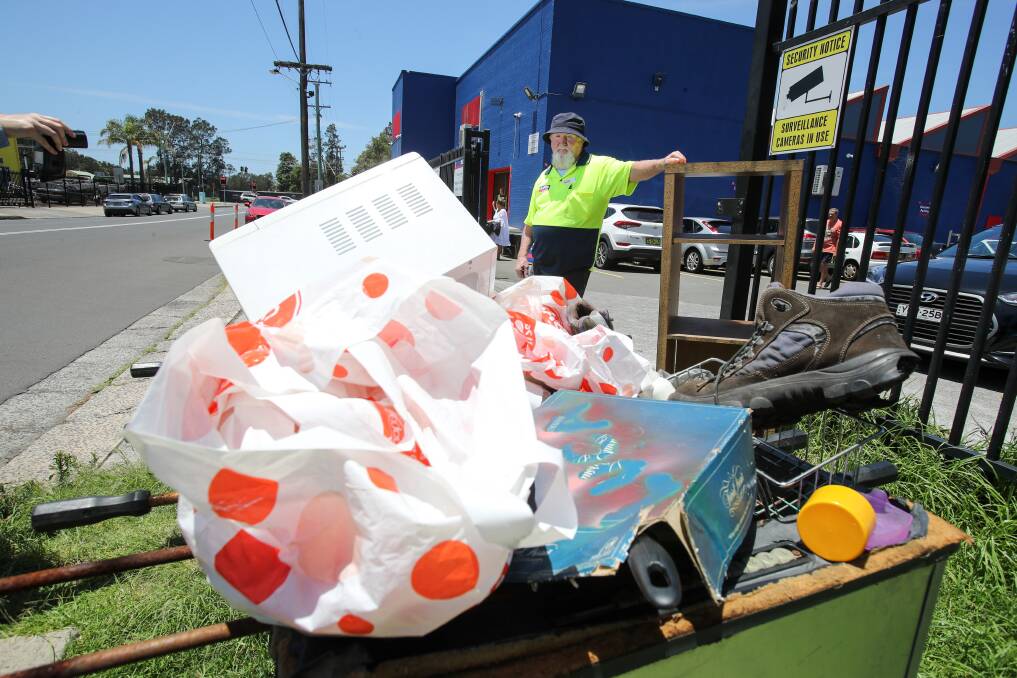 'It’s ridiculous': Employee Chris Rowley with items that were dumped outside The Salvation Army's store in Warilla. Picture: Adam McLean