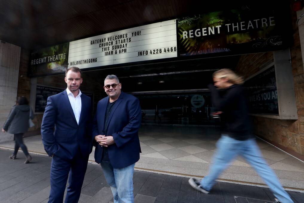 VENUE: Harley Manson, executive of investment services at Colliers Wollongong with Gateway City Church pastor Scott Hanzy on Thursday. Picture: Sylvia Liber