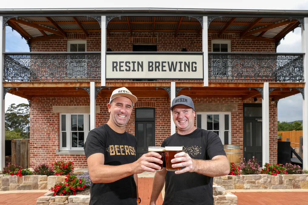 Resin Brewing owners (left to right) Brendan Dowd and Steve House at their brewery in Bulli. The brewery has won a state award for heritage restoration. Picture: Adam McLean