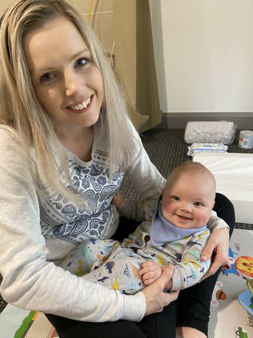 SEEKING HELP: New Mum, Flinders' Kelly Mitchell sought help for her then four-month-old baby Taylor, who was waking every two hours. Picture: Supplied