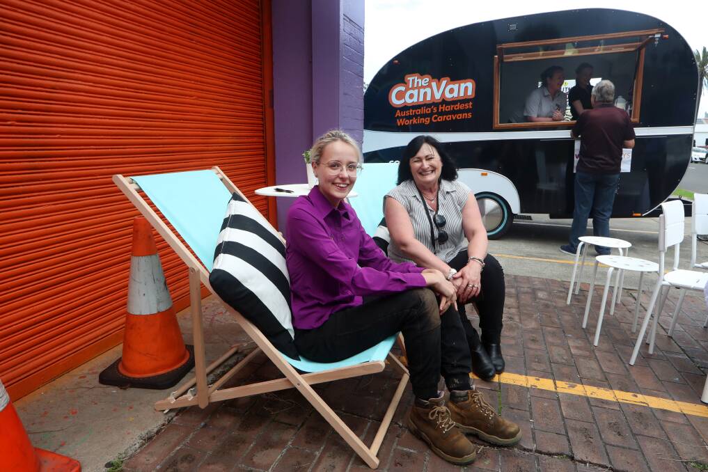 HELP: Jade with Gay Ingram, performance and partnership leader at Workways during one of the ‘Can Van' visits in Wollongong. Picture: Sylvia Liber