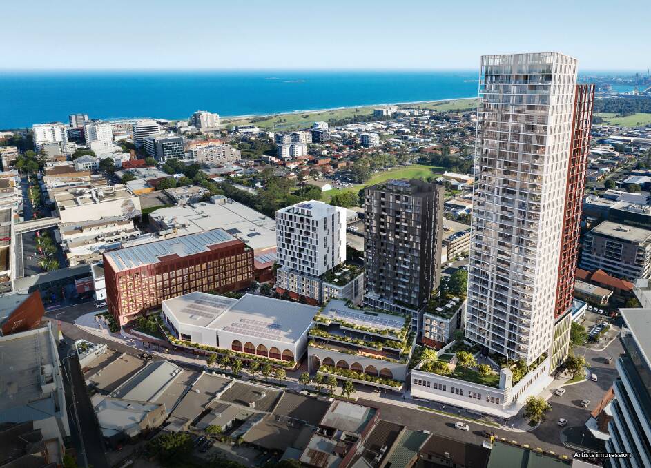 Bruce Gordon's vision for the site includes a cinema, music venue, offices and three apartment towers, the largest of which is 117.8-metres and 38-storeys tall.