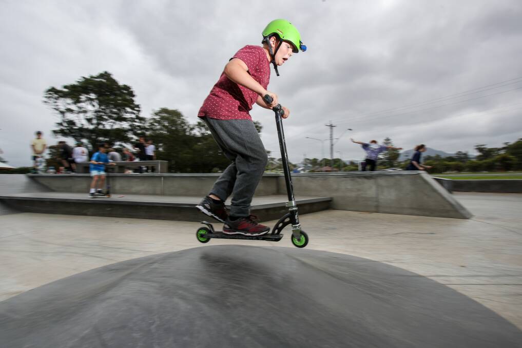 ACTIVITY: Azrael Wiffen at Berkeley skate park. Plans have been revealed for a new indoor skate park in Wollongong. Picture: Adam McLean