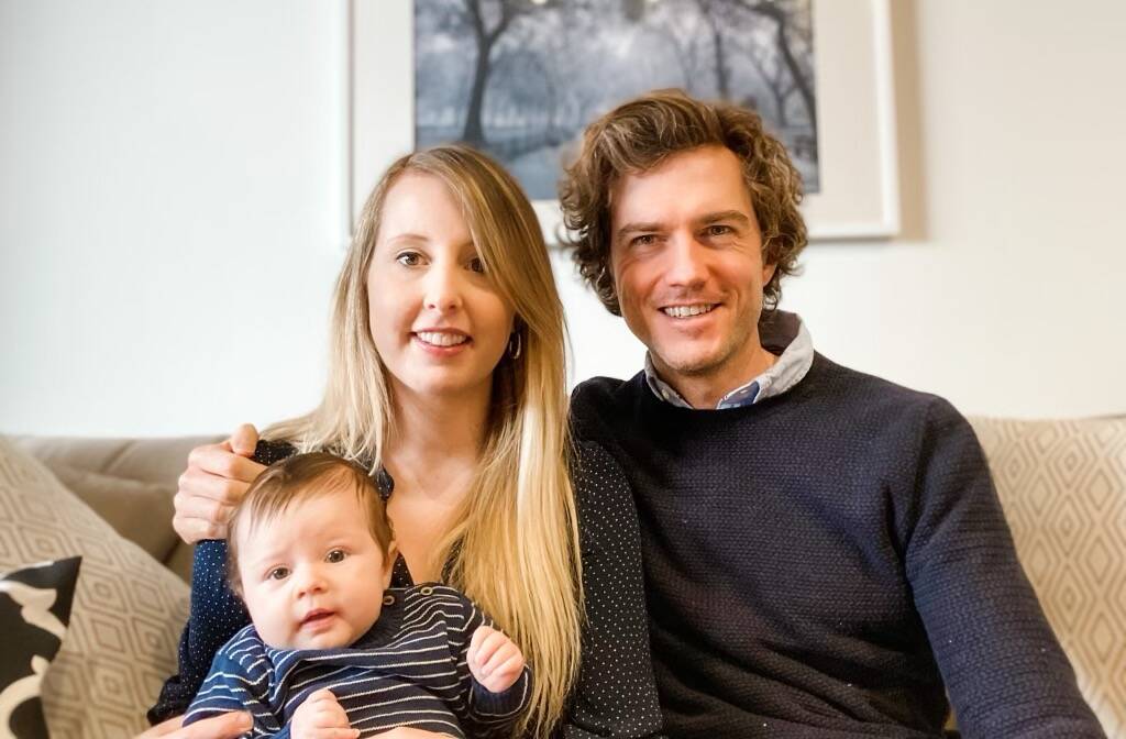 Darren Fitzpatrick, wife Morgan and child, Leo.