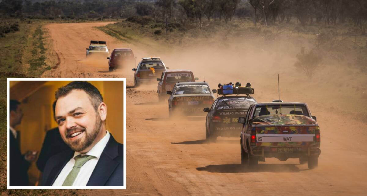 FUNDRAISER: Participants in a previous installment of the rally. (Inset) Wollongong resident Ben Marlow will take part for the first time in 2019. 