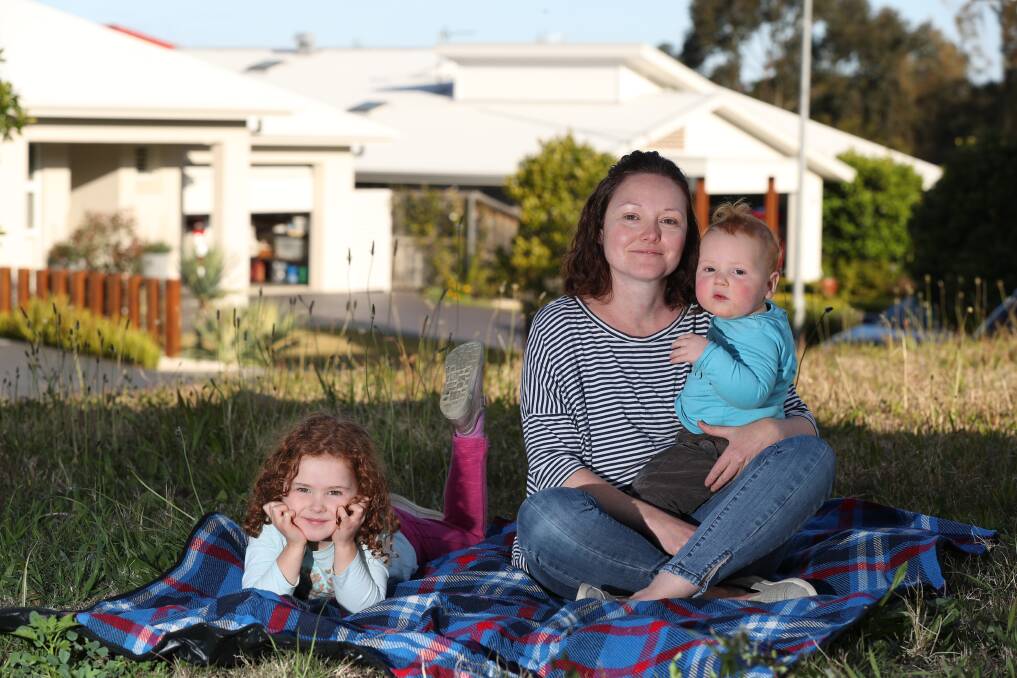 NEW HOME: Catherine Renshaw with Alice Renshaw and Wilfred Renshaw. The family recently purchased a home off-market in Thirroul. Picture: Robert Peet