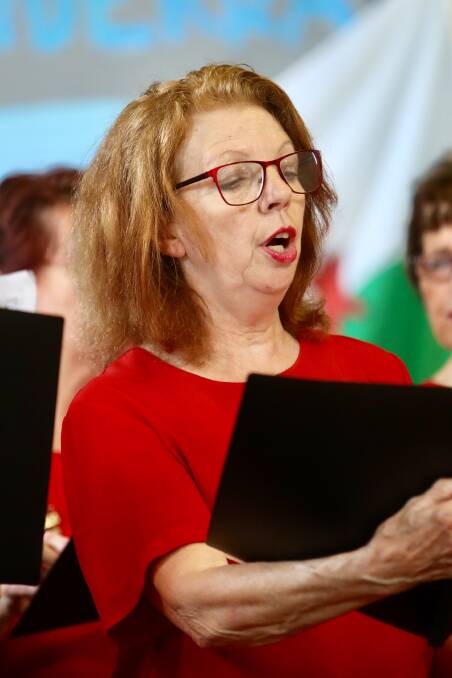 Pat Little performing with the Welsh choir on Sunday. Picture: Adam McLean 
