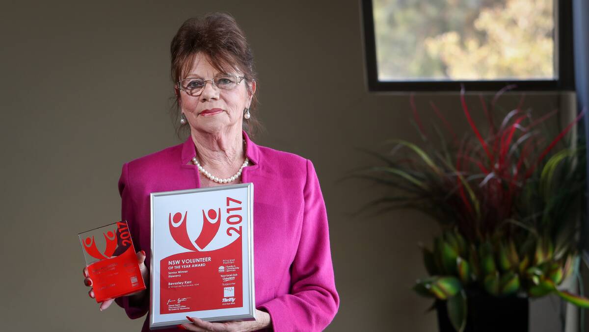RECOGNITION: Beverley Kerr received both the Senior 2017 Illawarra Region Volunteer of the Year Award and the overall regional winner’s award for her work with the St Vincent de Paul Society. Picture: Adam McLean
