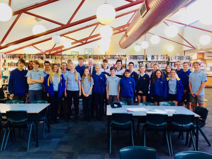 FORUM: Member for Kiama Gareth Ward with the students at Kiama High School during the youth consultation forum earlier this week. Picture: Supplied