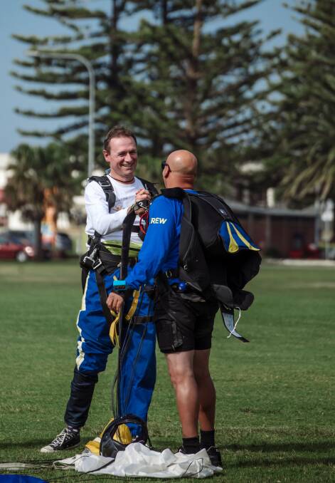 FUNDRAISER: Experience Co CEO John O'Sullivan after completing his jump on Friday. The initiative was raising funds for the Black Dog Institute. Picture: Supplied