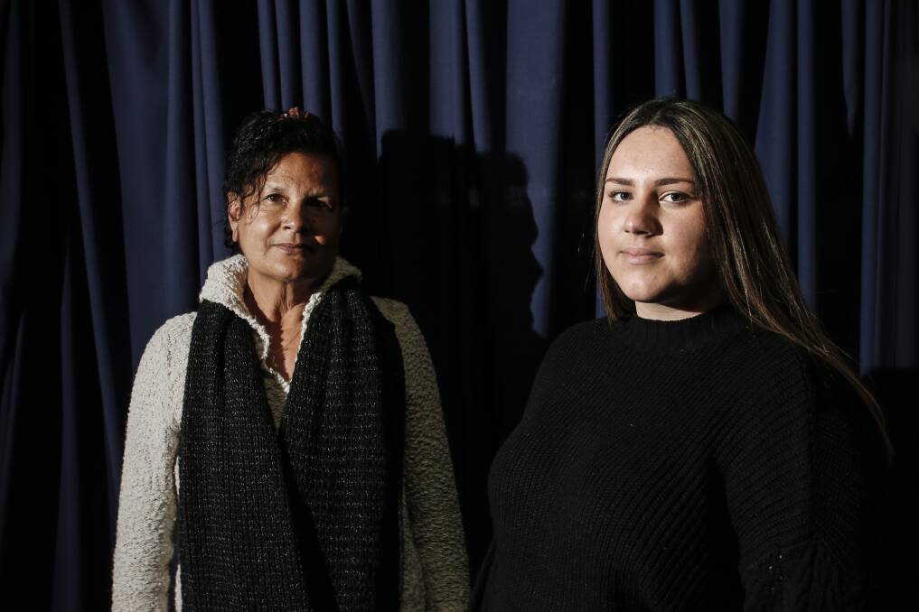 SHARING CULTURE: Mentor Denise Willis and Lake Illawarra High student Akala Lawrence of the Black Swans ahead of the group's performance as part of Southern Stars 2019. Picture: Anna Warr