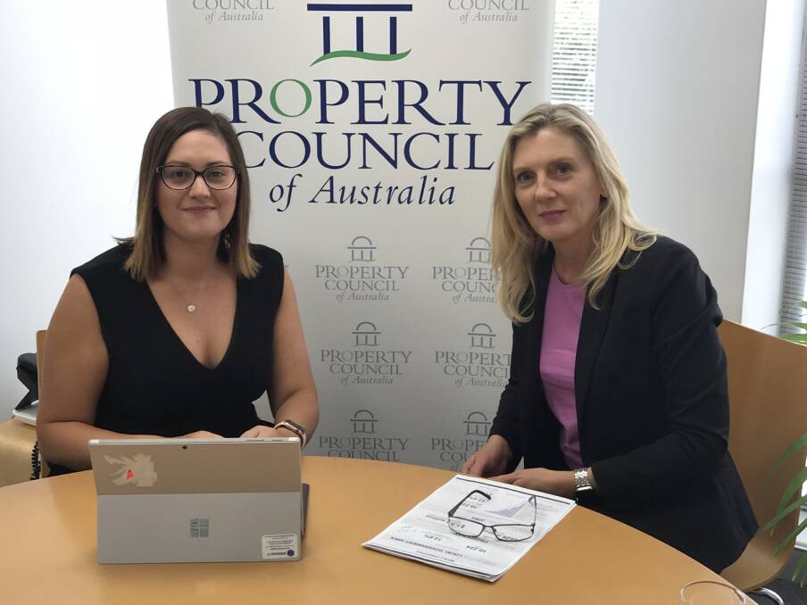 MAKING PLANS: Michelle Guido, Property Council Illawarra regional director with new chair Jennifer Macquarie. Picture: Brendan Crabb