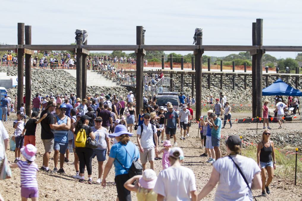 POPULAR: In October 2017, an estimated 10,000 people walked the bottom of the future harbour at Shell Cove. Picture: Supplied