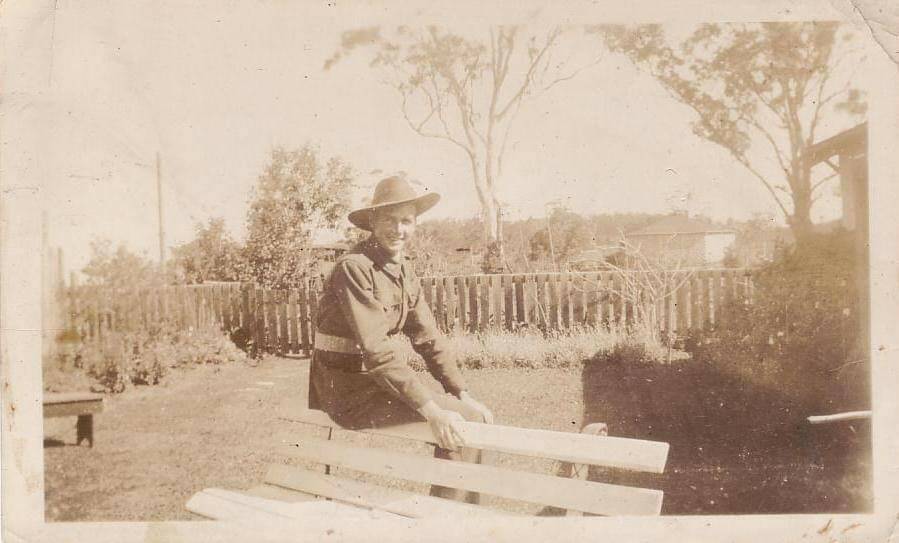 REMEMBRANCE: Mr Stewart's father David, pictured in his Balgownie Road backyard prior to going to war in 1943. Picture: Supplied