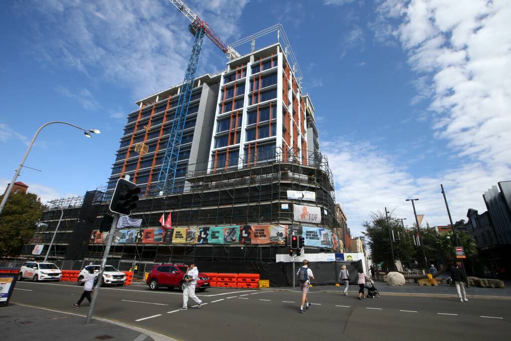 PROJECT: Lang's Corner, located at Crown Street is currently under construction and will represent the next major office space development for the Wollongong CBD in 2022. Picture: Sylvia Liber