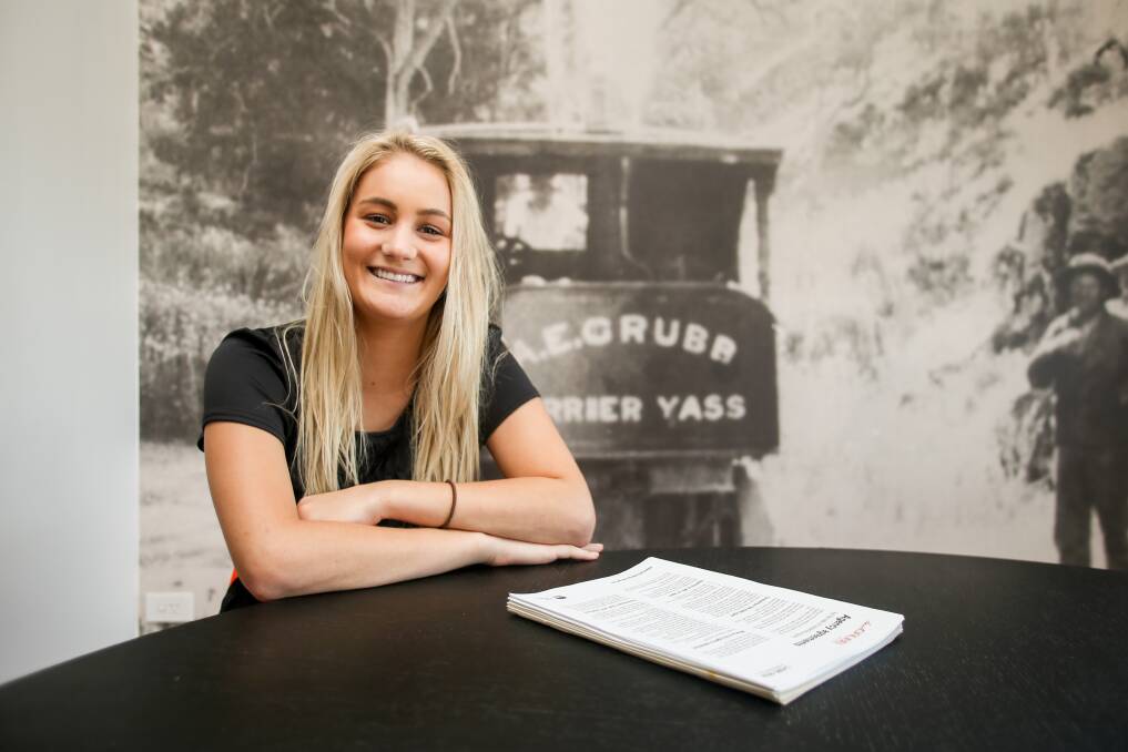 LEARNING: Teenager Pipah Grubb completed her Certificate III in Property Services through TAFE NSW while she was still at school and, since graduating, has secured a job in real estate. Picture: Georgia Matts