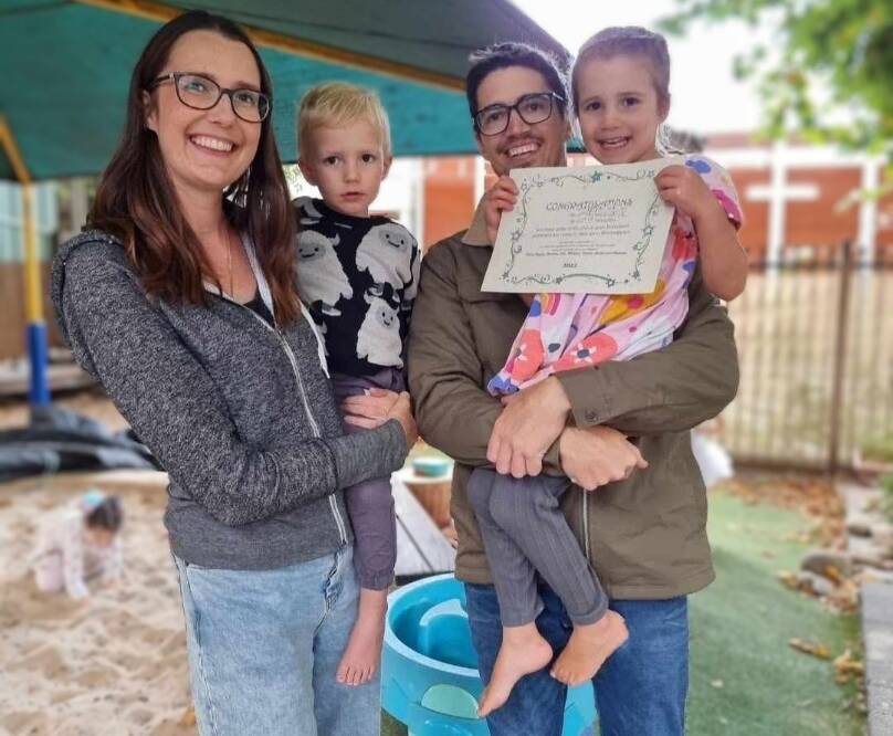Melissa Burns and Blaine Wordly with their children. Picture: Supplied
