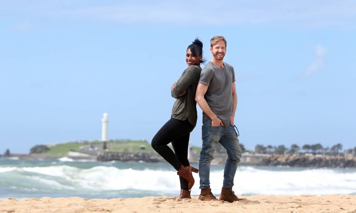 PERFORMANCE: Paulini and Brendan Irving at North Wollongong Beach on Wednesday. Picture: Sylvia Liber