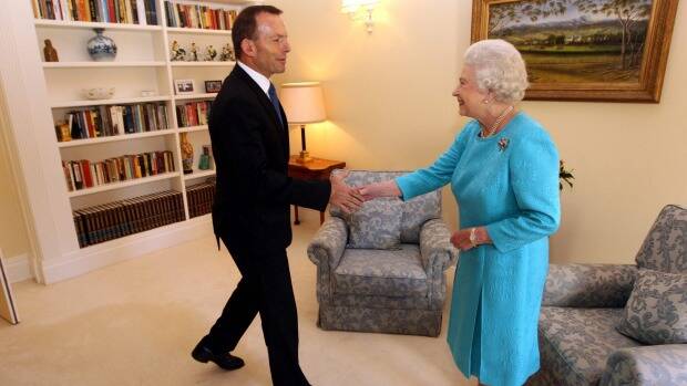 In happier times: Then Opposition Leader Tony Abbott meets the Queen in 2011. Photo: Getty Images