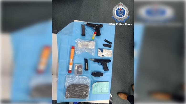 Firearms and weapons allegedly seized from a house in Nowra. Photo: NSW Police