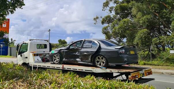 The car involved in the crash was towed from the Warrawong crash site.