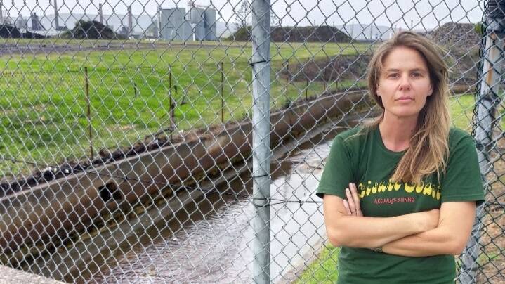 Raising concerns: Greens campaigner and Port Kembla resident Jess Whittaker near the drain site where she recently took water samples that showed extremely high levels of heavy metal pollution. Picture: Supplied.