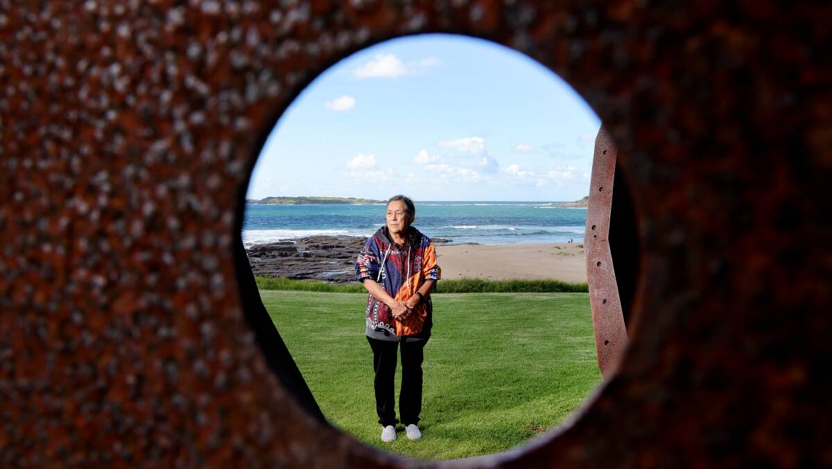 Aunty Sue Haseldine at Port Kembla, where dozens of Traditional Owners will attend a meeting opposing nuclear energy. Picture by Sylvia Liber