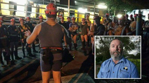 Appin miners at the now-controversial undie protest in early March. Inset: Dave McLachlan Photo: Illawarra Mercury
