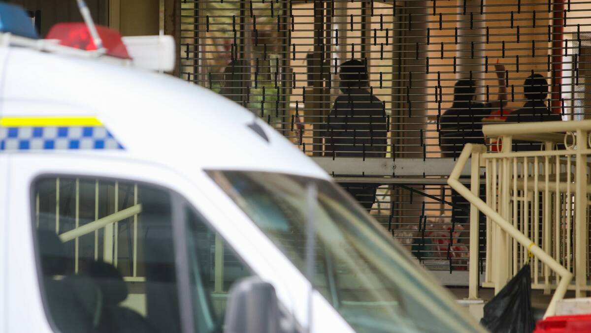 Residents remain under lockdown in a Keira Street apartment block due to a COVID outbreak. Photo: Adam McLean