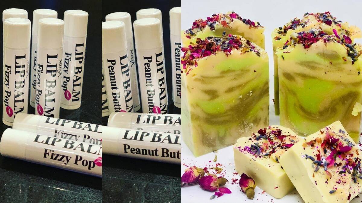 Kayla's natural lip balm and soap products.