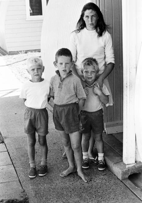 In shock: Carole Grimmer with her three sons, Stephen, Ricki and Paul, the day after her three-year-old daughter, Cheryl disappeared. Picture: John Elliott.