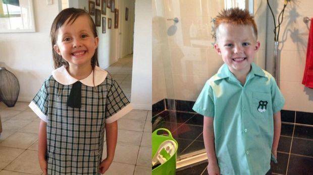 Seven-year-old twins Sienna, left, and Hudson were trapped in the wreckage. Photo: Facebook 
