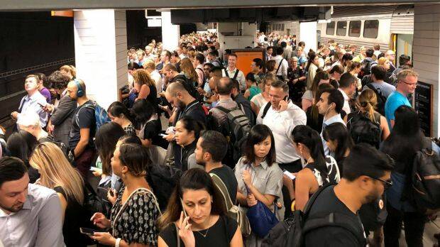Wynyard station packed with commuters. Photo: SEVEN NEWS
