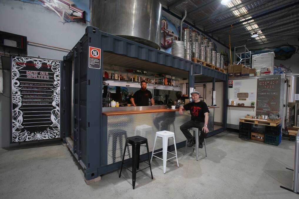 A shipping container became the cafe inside Bulli Brewing Company. 