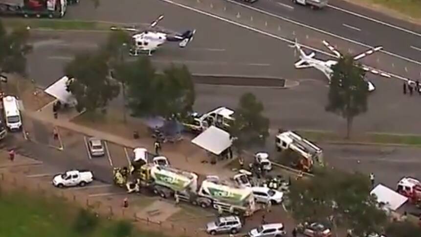 The scene of the tragedy at Menangle on Friday afternoon. Photo: Nine News
