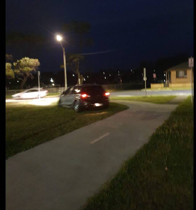 A car illegally using the pedestrian underpass linking Gladstone Avenue and Swan Street. Pictures by Danny Hennessy.