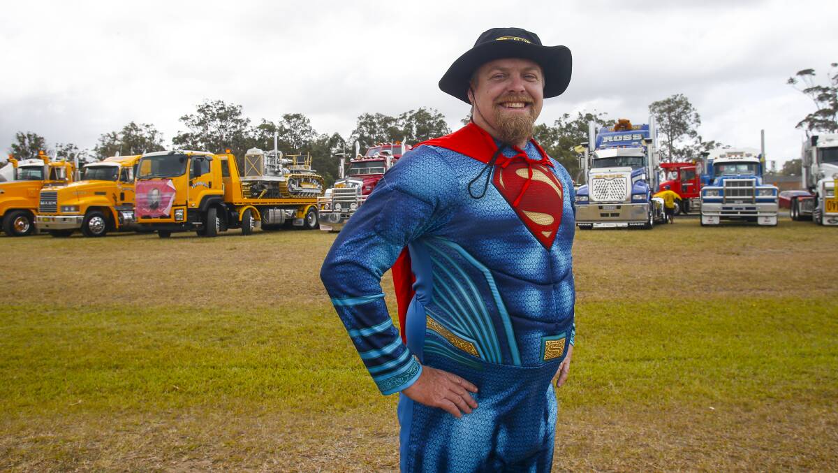 Warilla's Shannon Bunt as the Convoy's caped crusader. Photos: Anna Warr
