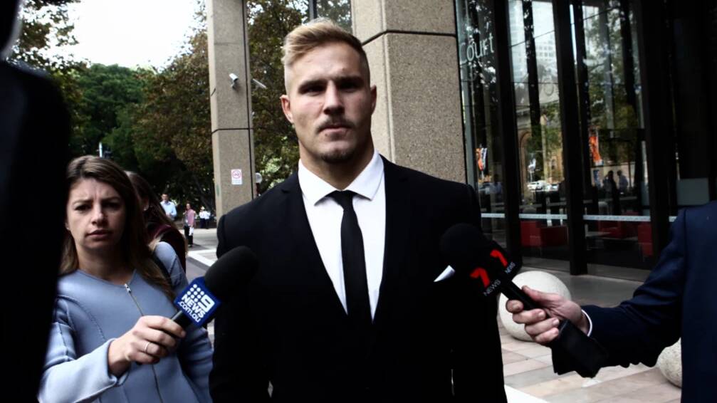 Back in court: Jack de Belin heads to the Federal Court to challenge the NRL's decision to stand him down. Photo: Dean Sewell