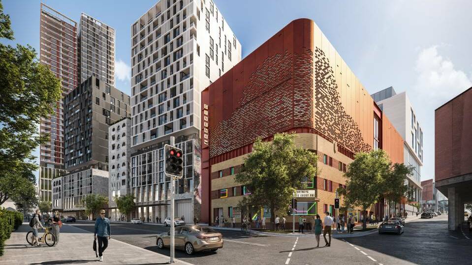 The Grand Hotel on the corner of Keira and Burelli streets will be "reimagined" with a band venue, cinema and exhibition space. Picture: BVN Architecture