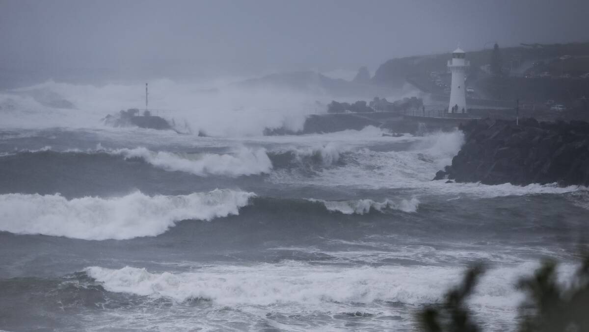 Large swells, king tides and strong winds lashed the Illawarra coastline last weekend. Photo: Anna Warr