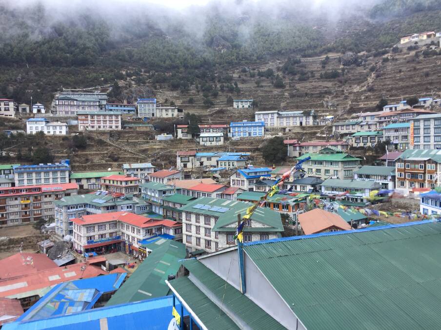At an elevation of 3440 metres, Namche Bazaar is a bustling marketplace and one of the last places where we can pay for the luxury of a hot shower.