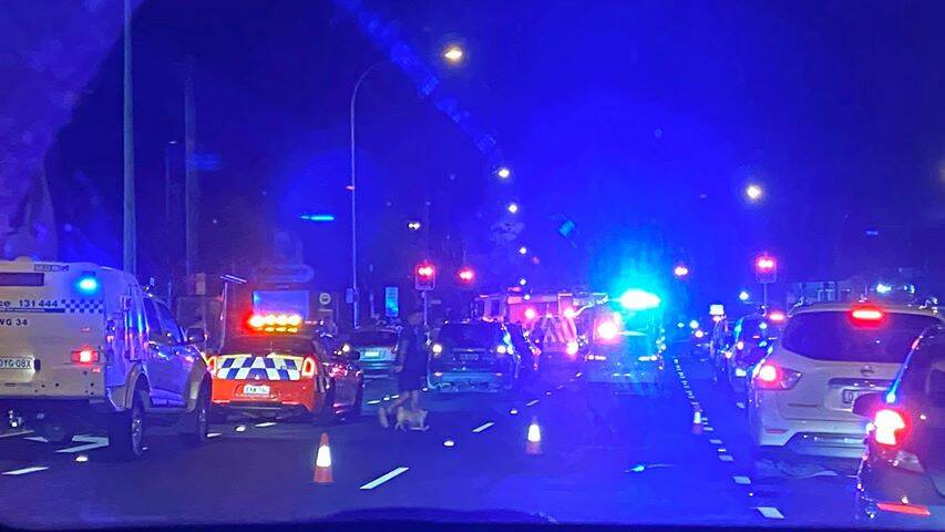 Emergency services at the scene of the accident in Figtree. Photo: Krystal Oldfield