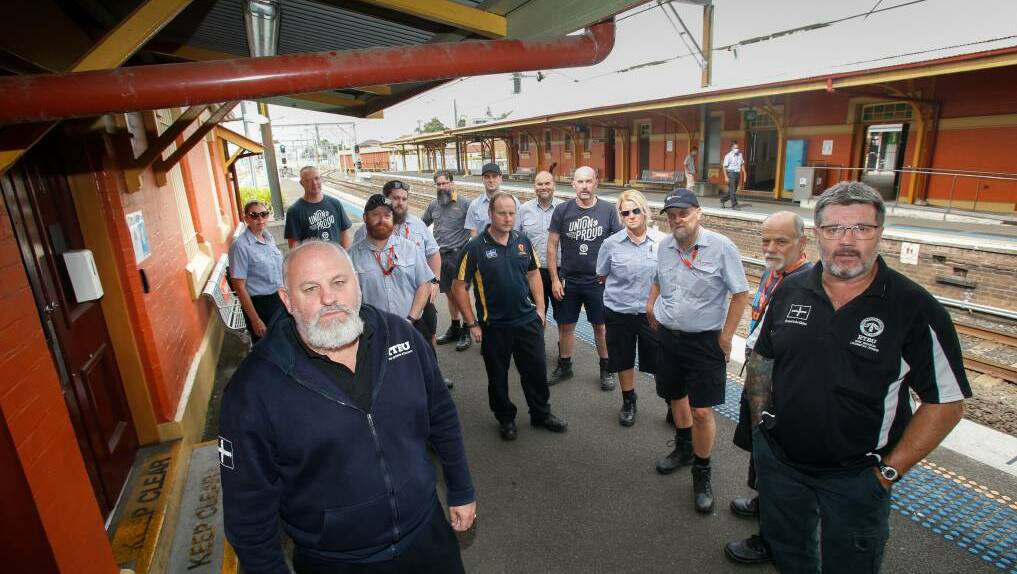 "We're not on strike," local union councillor Paul Dornan, front left, said after the train system was plunged into chaos due to a dispute between the government and unions in February last year.