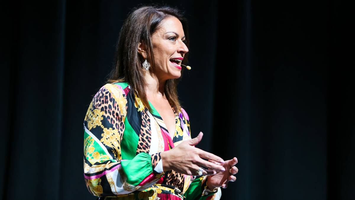 Keynote speaker Rabia Siddique at the International Womens Day lunch at WIN Entertainment Centre on Friday. Picture: Anna Warr