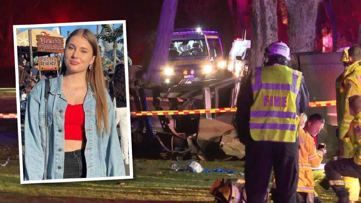 Victim Lily Van De Putte, 14, and emergency services at the scene of the September 2022 crash. 
