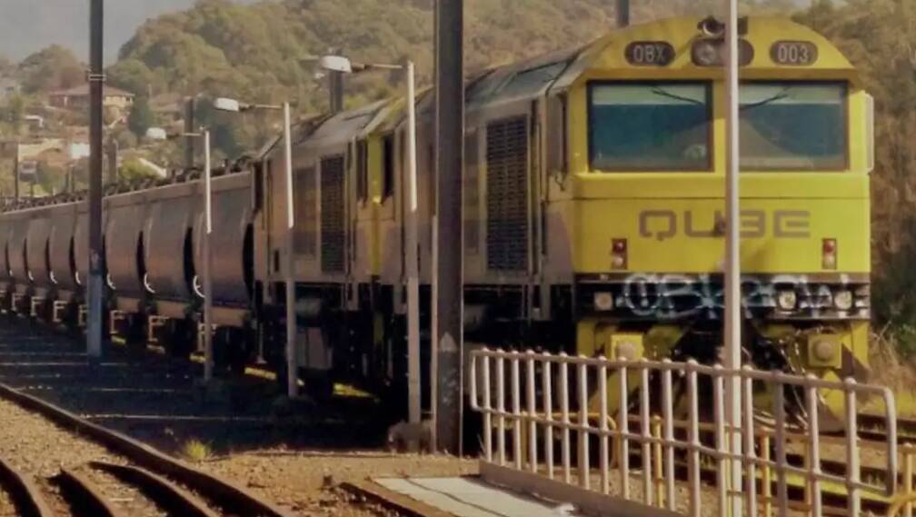 The runaway freight train at Port Kembla after the incident in April last year.