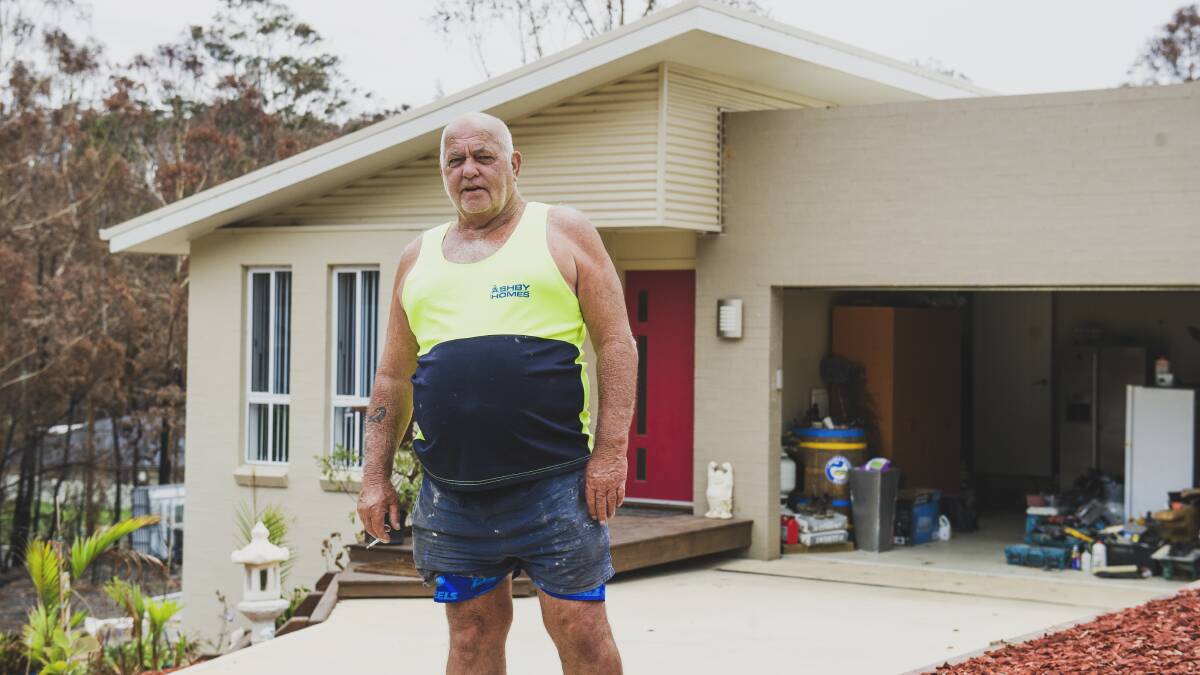 Malua Bay resident Joe Ashby stayed back to protect his home. Picture: Dion Georgopoulos