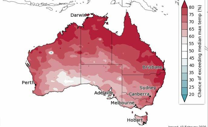 Temperature forecasts show that the maximum and minimum temperatures from April to June have a high likelihood of exceeding the average. Source: BoM