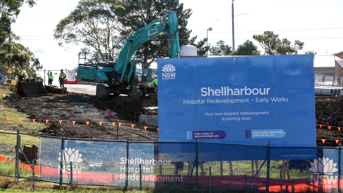 Construction work underway at Shellharbour Hospital.